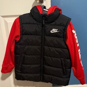 Nike Black and Red Puffer Jacket
